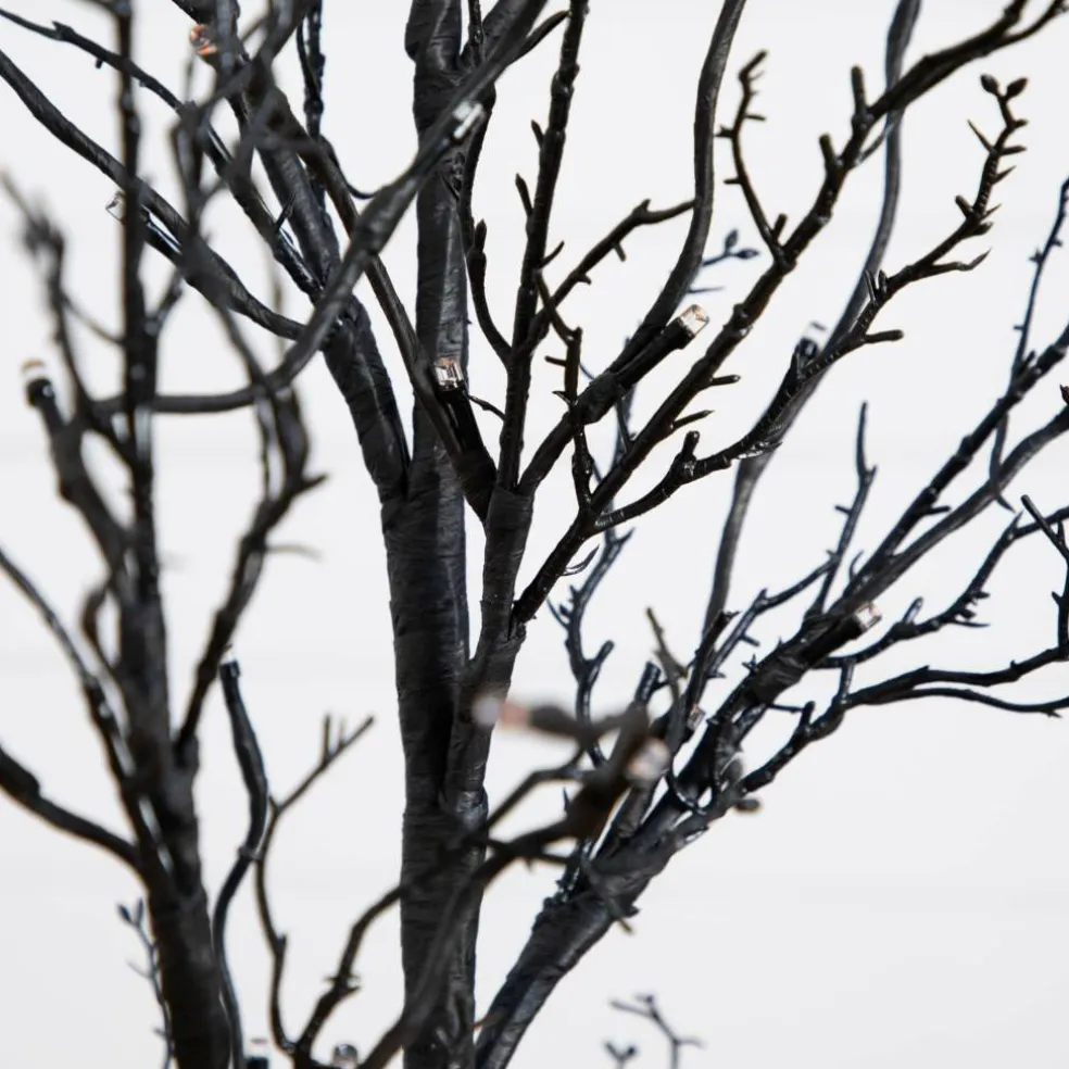 4ft. Orange & Purple LED Pre-Lit Halloween Deluxe Black Twig Artificial Fall Tree