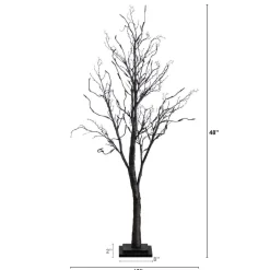 4ft. Orange & Purple LED Pre-Lit Halloween Deluxe Black Twig Artificial Fall Tree