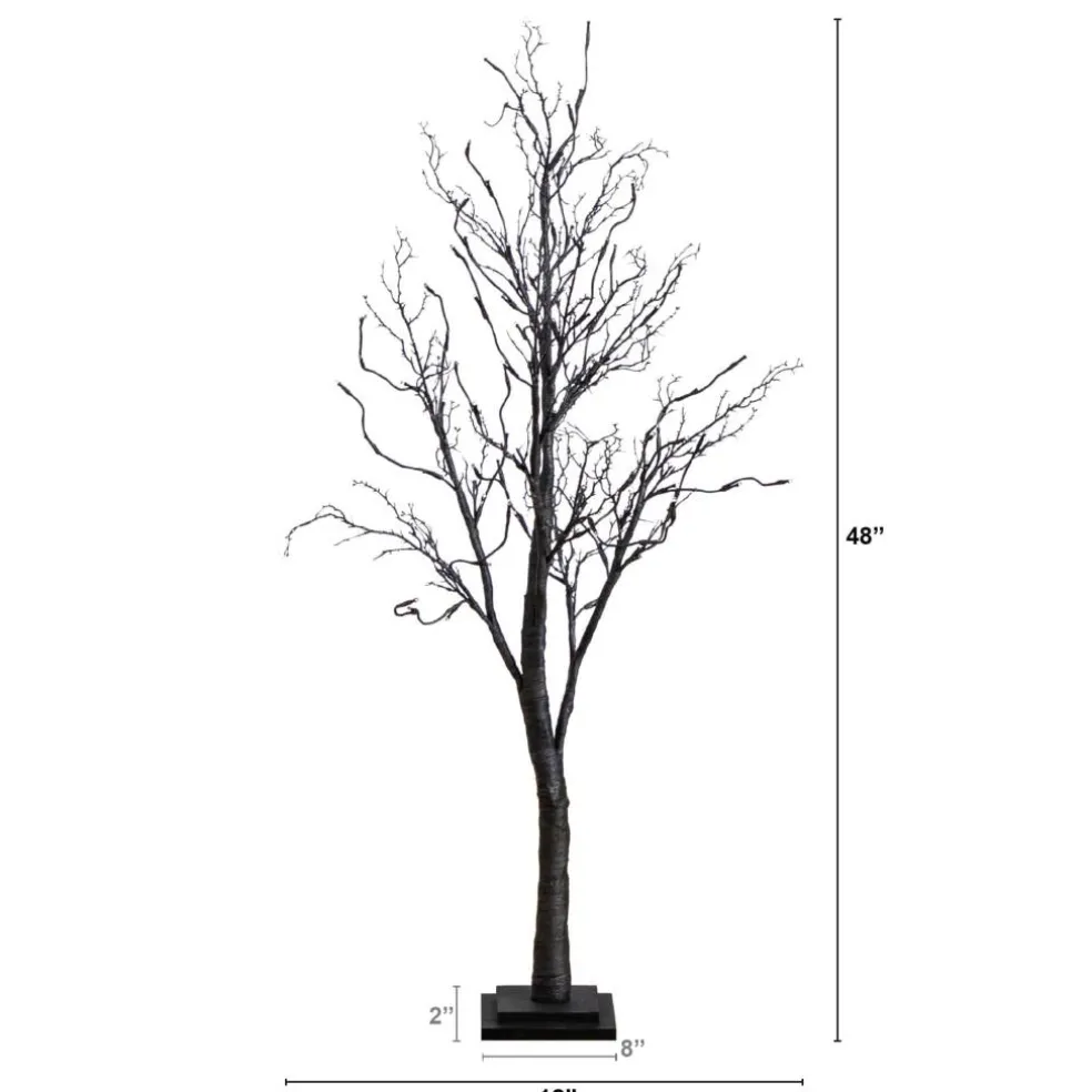 4ft. Orange & Purple LED Pre-Lit Halloween Deluxe Black Twig Artificial Fall Tree