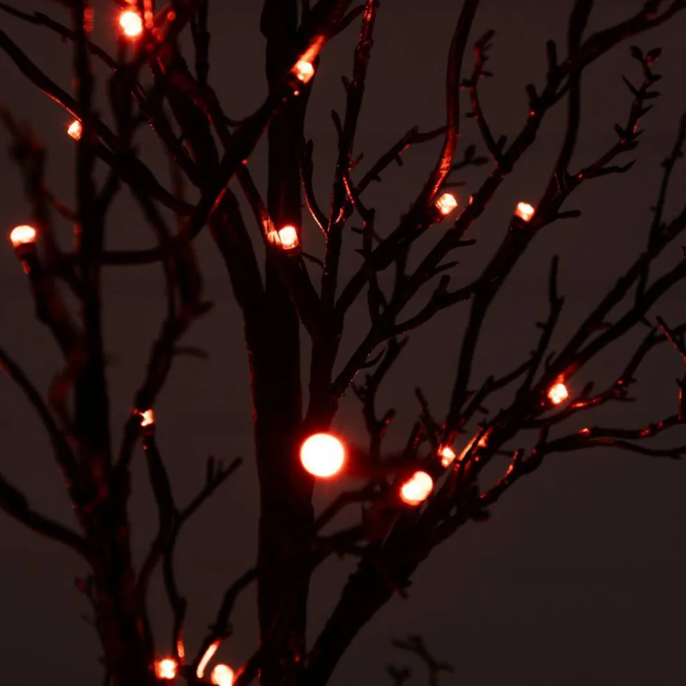 4ft. Orange & Purple LED Pre-Lit Halloween Deluxe Black Twig Artificial Fall Tree