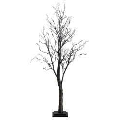 4ft. Orange & Purple LED Pre-Lit Halloween Deluxe Black Twig Artificial Fall Tree