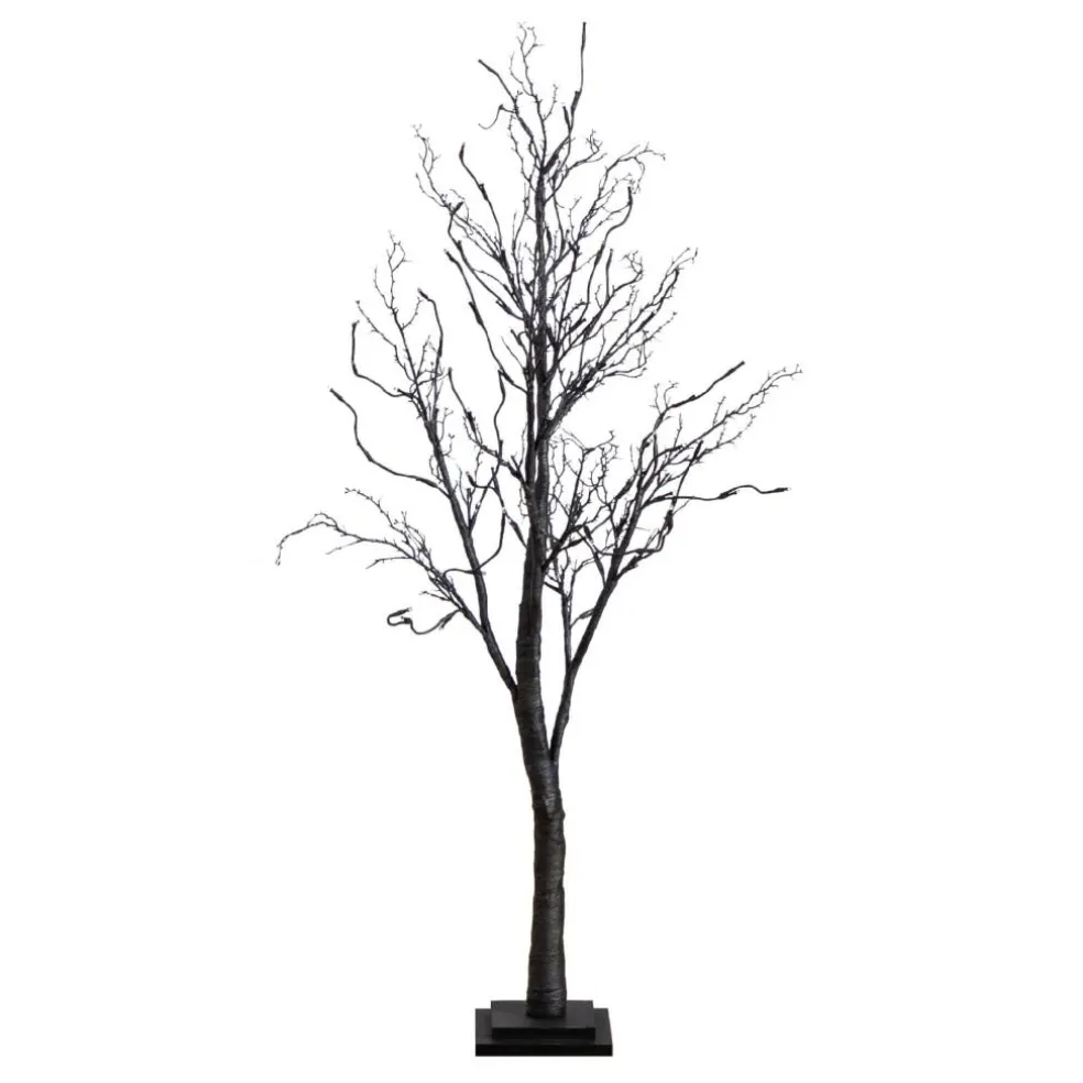 4ft. Orange & Purple LED Pre-Lit Halloween Deluxe Black Twig Artificial Fall Tree