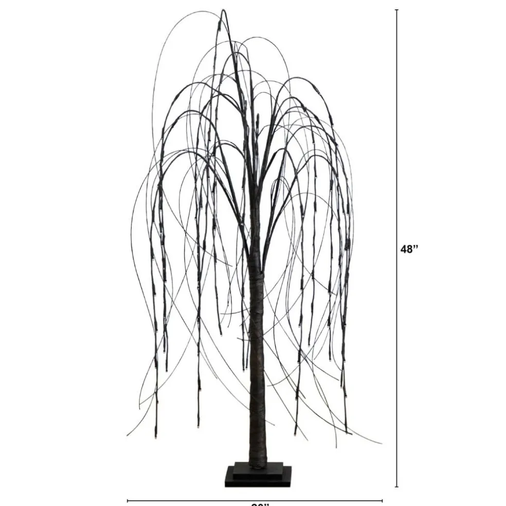 4ft. Orange & Purple LED Pre-Lit Halloween Black Willow Artificial Fall Tree