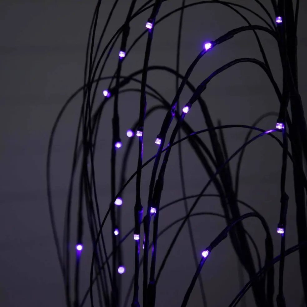 4ft. Orange & Purple LED Pre-Lit Halloween Black Willow Artificial Fall Tree