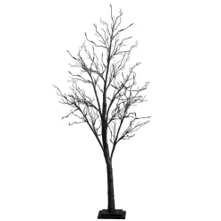 5ft. Orange & Purple LED Pre-Lit Halloween Deluxe Black Twig Artificial Fall Tree
