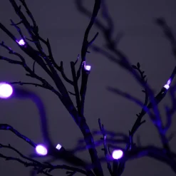 5ft. Orange & Purple LED Pre-Lit Halloween Deluxe Black Twig Artificial Fall Tree