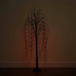 5ft. Orange & Purple LED Pre-Lit Halloween Black Willow Artificial Fall Tree