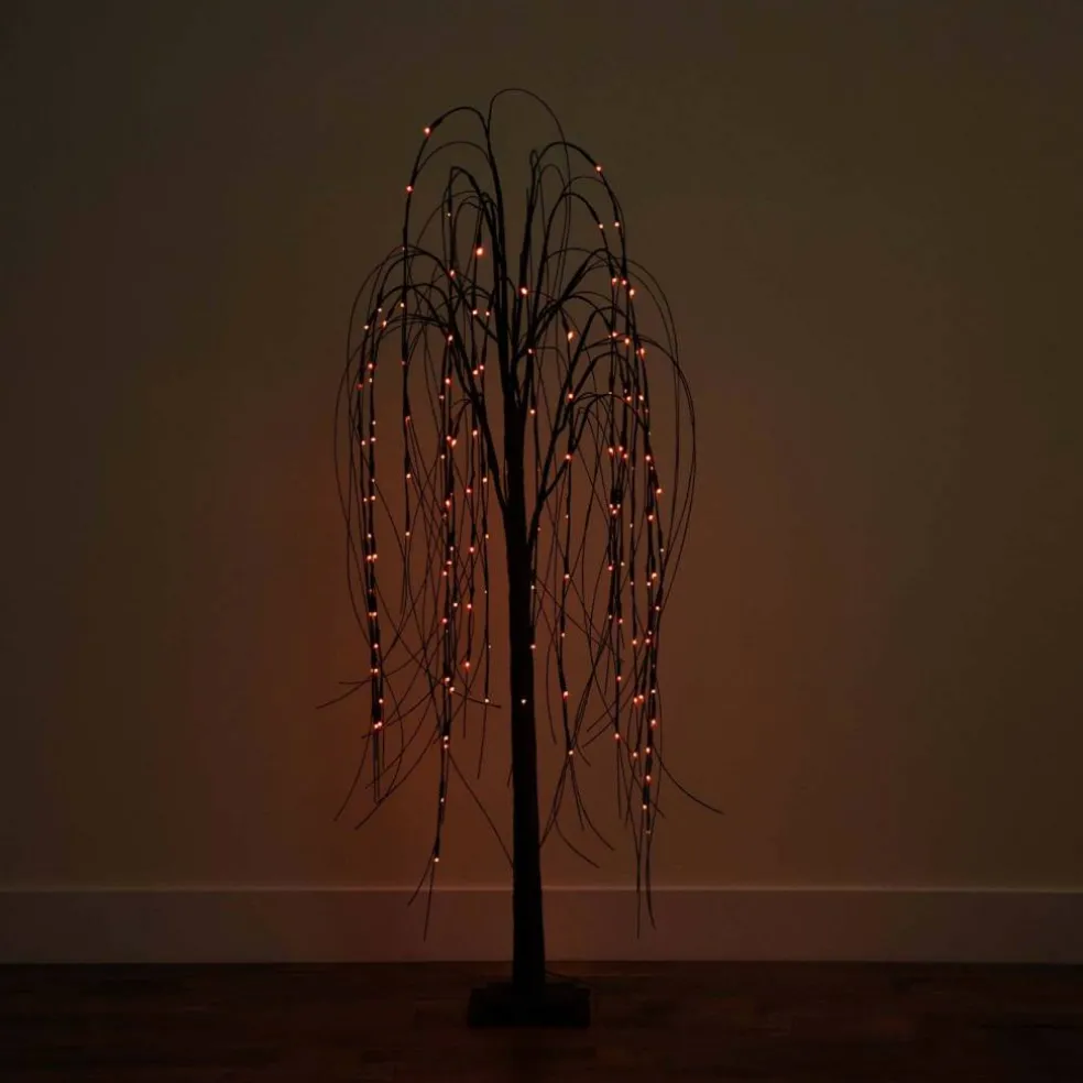 5ft. Orange & Purple LED Pre-Lit Halloween Black Willow Artificial Fall Tree