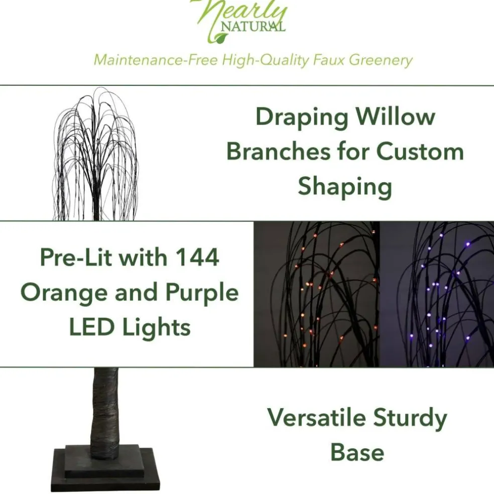 5ft. Orange & Purple LED Pre-Lit Halloween Black Willow Artificial Fall Tree