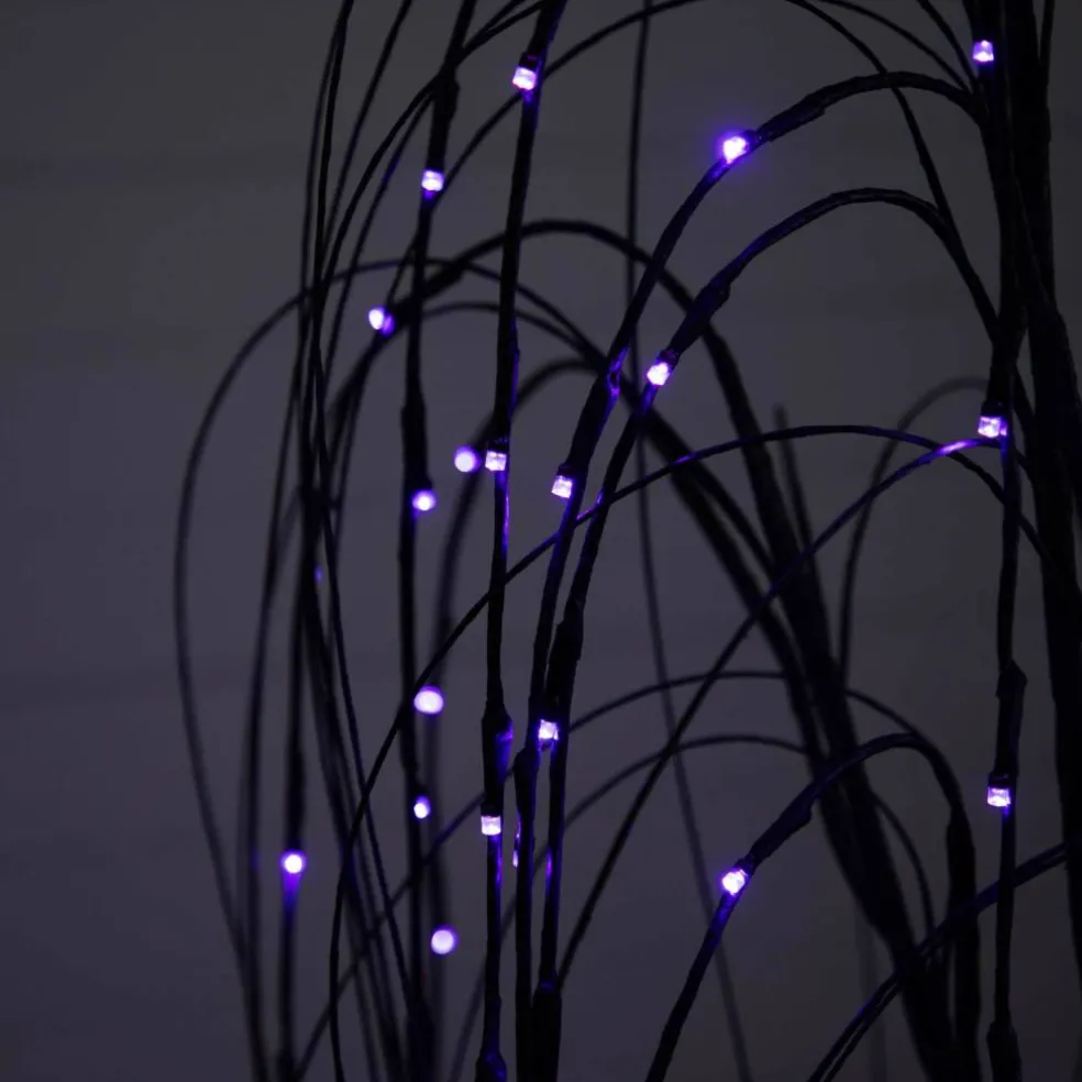 5ft. Orange & Purple LED Pre-Lit Halloween Black Willow Artificial Fall Tree