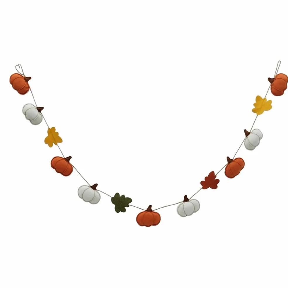 6ft. Orange & White Fabric Pumpkin Garland by Ashland®