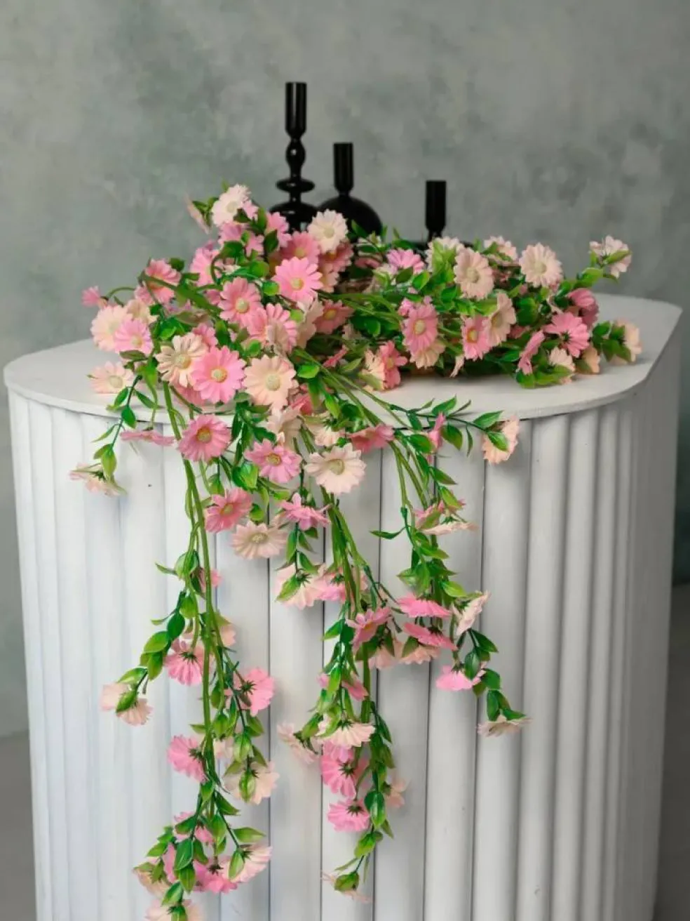 13ft Outdoor & Indoor Artificial Pink Daisy Flower Garlands, 2 Pack for Wedding & Home Decor