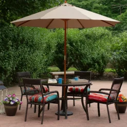 9ft. Outdoor Patio Market Umbrella with Wooden Pole