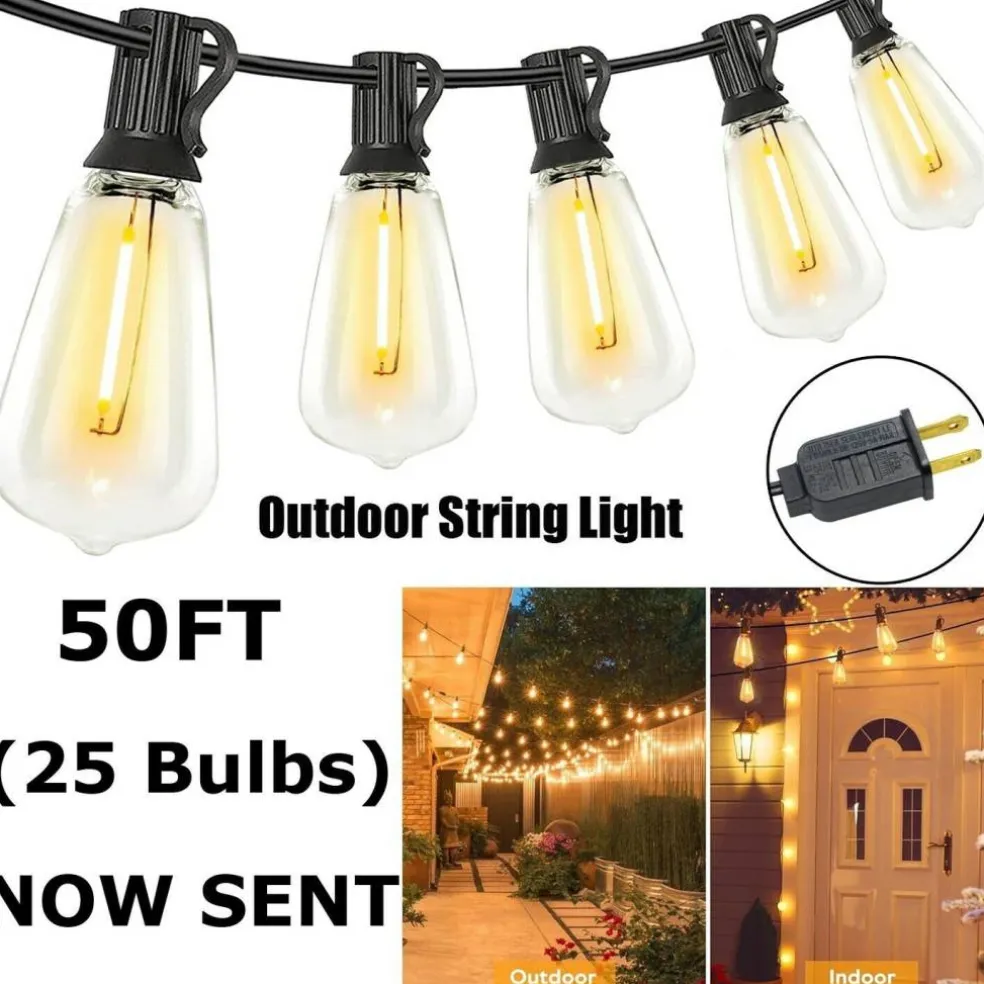 100FT Outdoor String Lights for Patio Waterproof Connectable ST38 LED Light