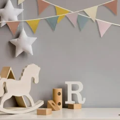 15.5 ft Party Pennant Banner Flags, 2 Pcs Nursery Garland Triangle Bunting Flag Baby Banner for Nursery Decor Baby Birthday Boho Wedding Shower Party Event, Each 7.75 ft(Rainbow Color)