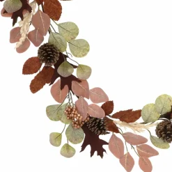 6ft. Pink, Brown & Green Fall Leaves & Pinecone Mix Garland by Ashland®