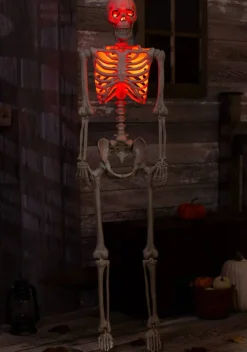 5FT Poseable Red Light Up Face & Chest Skeleton Decoration