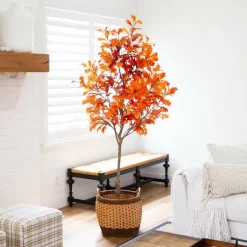 7ft. Potted Artificial Autumn Oak Tree