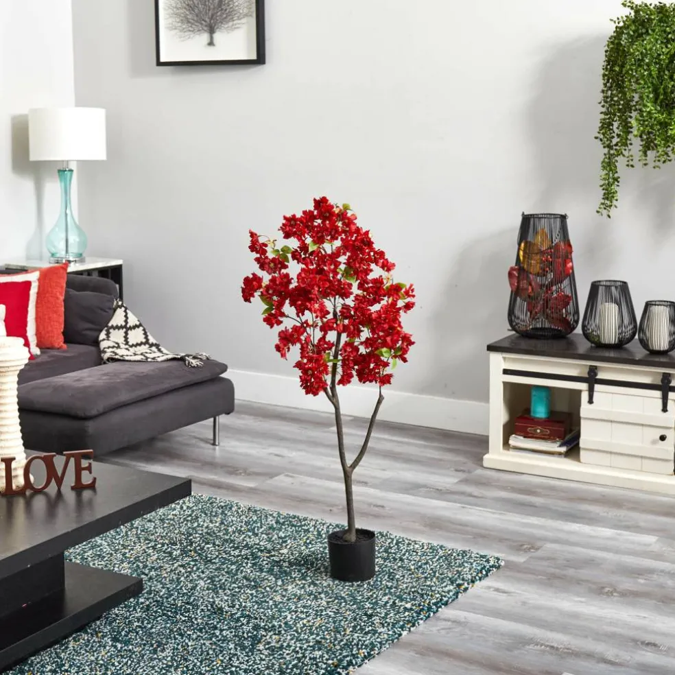 4ft. Potted Red Cherry Blossom Artificial Tree