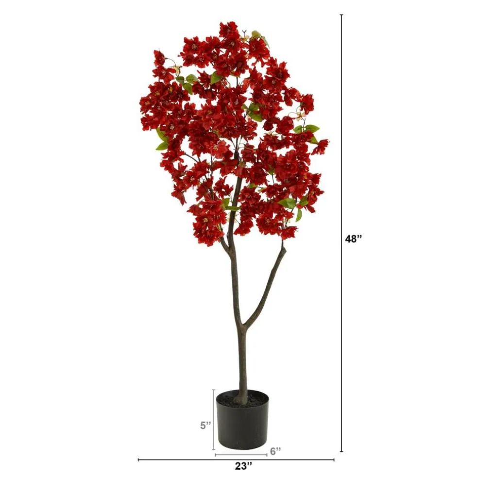 4ft. Potted Red Cherry Blossom Artificial Tree