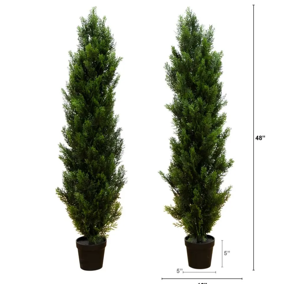 4ft. Potted UV Resistant Topiary Cedar Trees, 2ct.