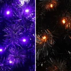 4ft. Pre-Lit Artificial Halloween Black Moon & Skull Tree with 250 Orange & Purple LED Lights