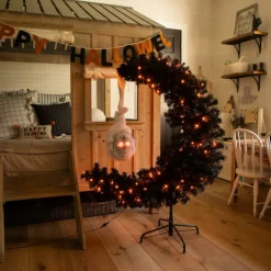 4ft. Pre-Lit Artificial Halloween Black Moon & Skull Tree with 250 Orange & Purple LED Lights