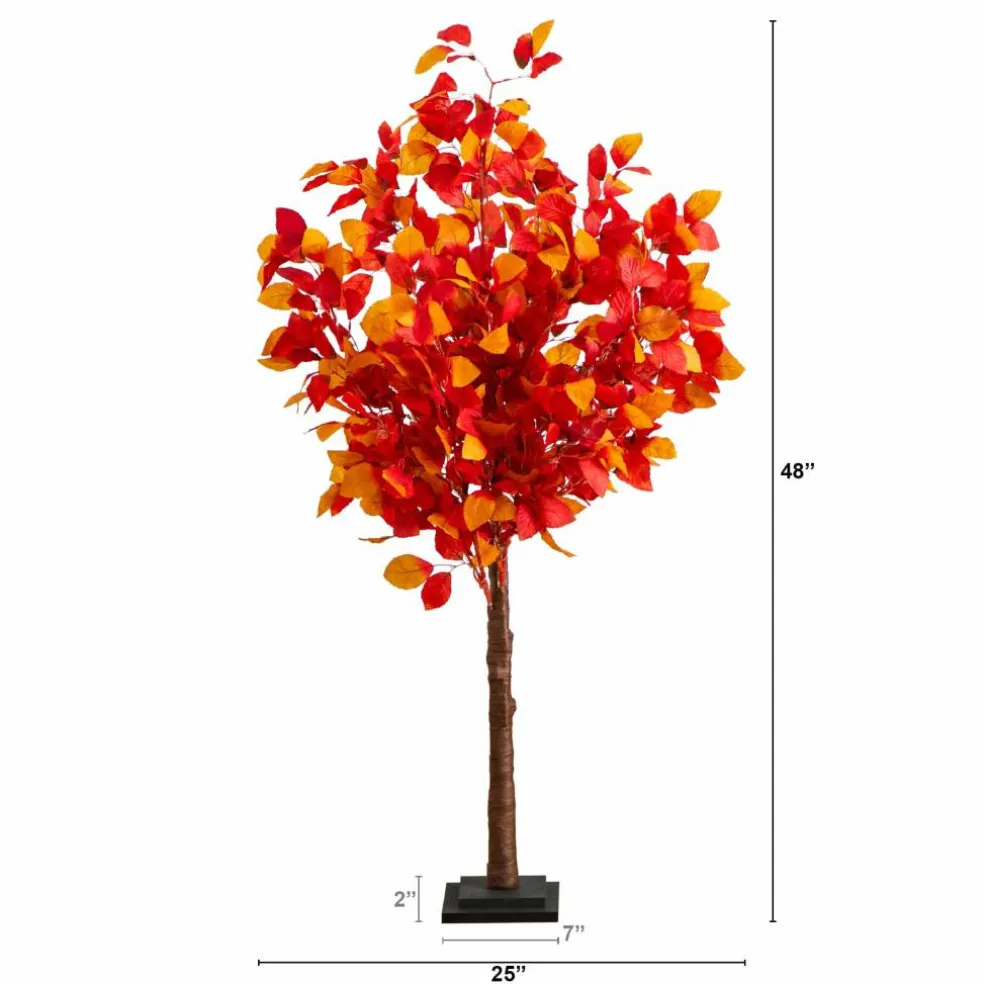 4ft. Pre-Lit Autumn Artificial Fall Tree with 160 Warm White LED Lights