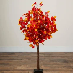 4ft. Pre-Lit Autumn Artificial Fall Tree with 160 Warm White LED Lights