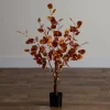 3ft. Pre-Lit Autumn Eucalyptus Artificial Fall Tree with 80 Warm White LED Lights