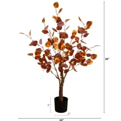3ft. Pre-Lit Autumn Eucalyptus Artificial Fall Tree with 80 Warm White LED Lights