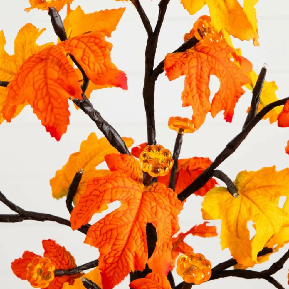 2ft. Pre-Lit Autumn Maple Artificial Fall Tree with 24 Warm White LED Lights and Detachable Base