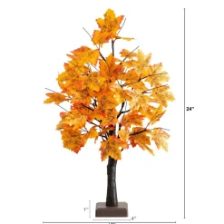 2ft. Pre-Lit Autumn Maple Artificial Fall Tree with 24 Warm White LED Lights and Detachable Base