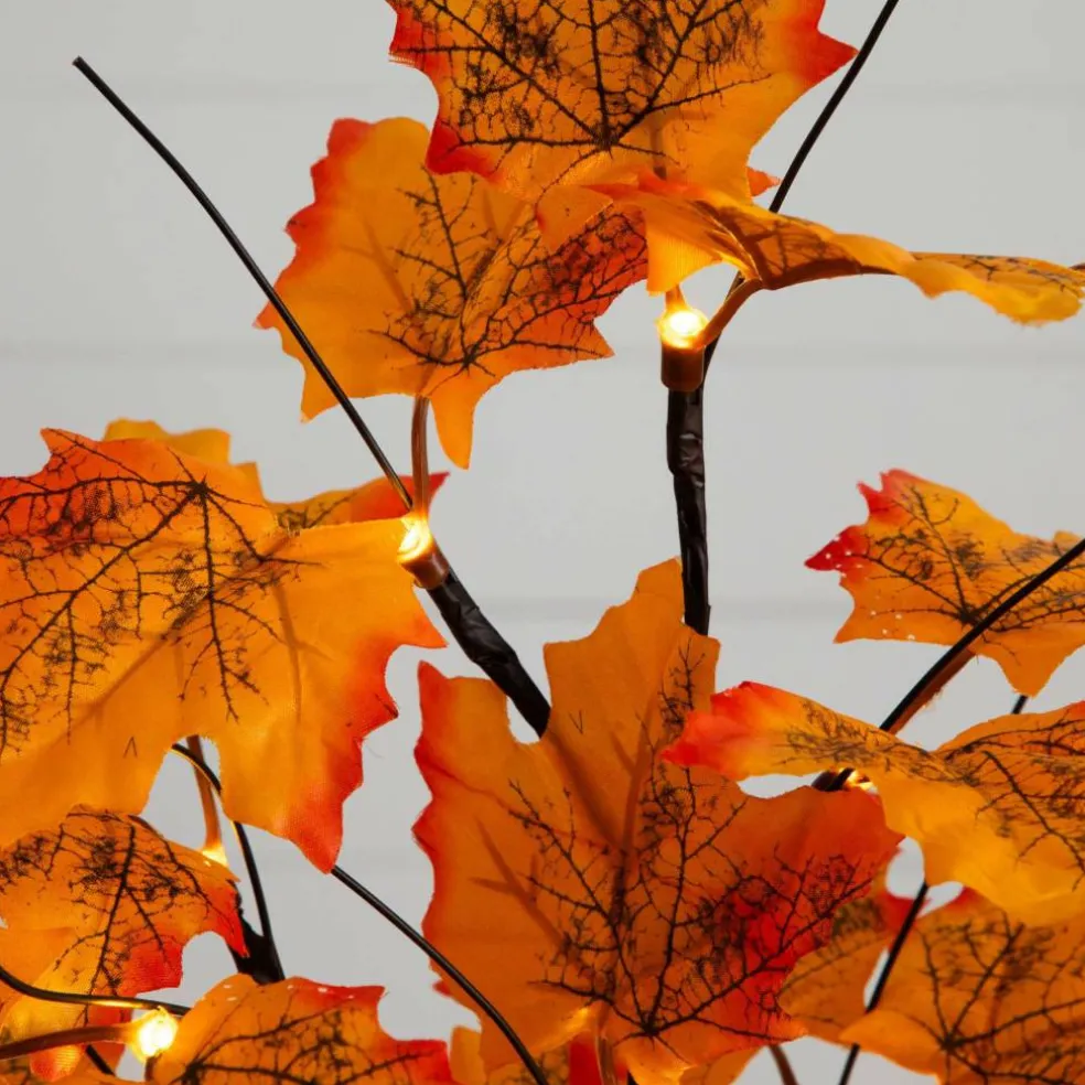 2ft. Pre-Lit Autumn Maple Artificial Fall Tree with 24 Warm White LED Lights and Detachable Base