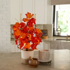2ft. Pre-Lit Bright Autumn Maple Artificial Fall Tree with 24 Warm White LED Lights and Detachable Base