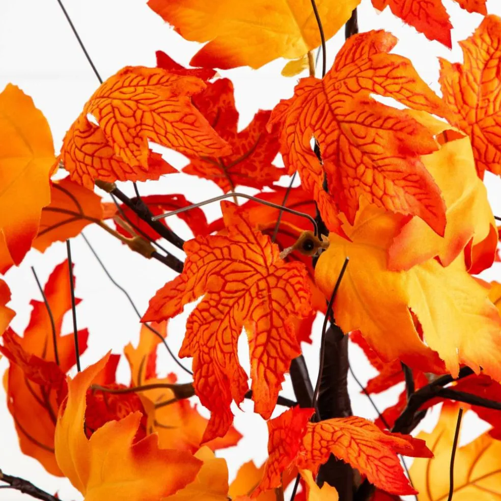 2ft. Pre-Lit Bright Autumn Maple Artificial Fall Tree with 24 Warm White LED Lights and Detachable Base
