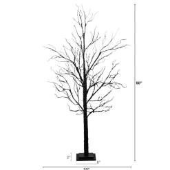 5ft. Pre-Lit Halloween Black Twig Artificial Tree with 240 Orange & Purple LED Lights