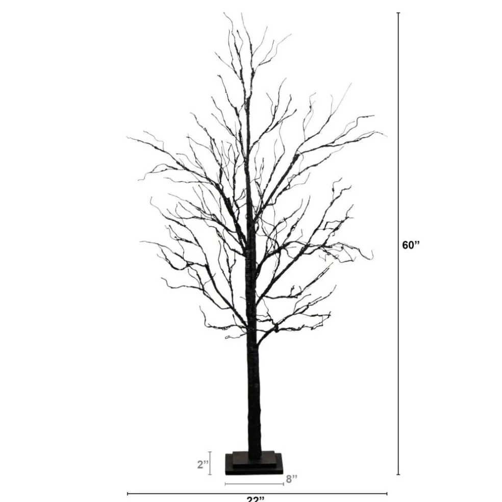 5ft. Pre-Lit Halloween Black Twig Artificial Tree with 240 Orange & Purple LED Lights