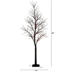 7ft. Pre-Lit Halloween Deluxe Black Twig Artificial Tree with 180 Orange & Purple LED Lights