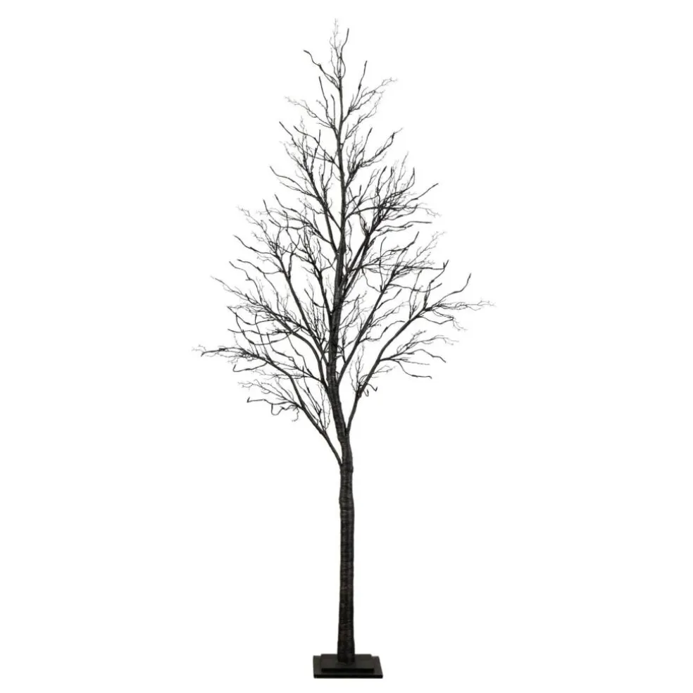 8ft. Pre-Lit Halloween Deluxe Black Twig Artificial Tree with 216 Orange & Purple LED Lights