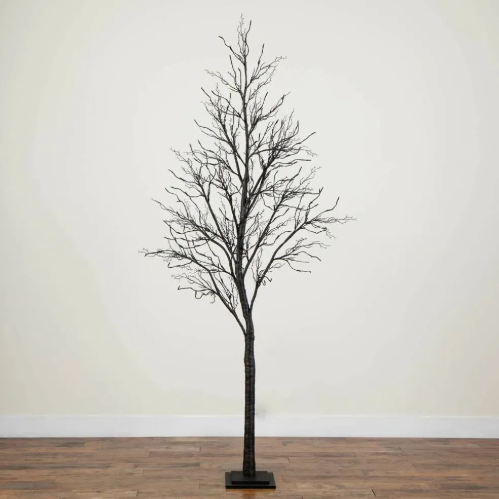 8ft. Pre-Lit Halloween Deluxe Black Twig Artificial Tree with 216 Orange & Purple LED Lights