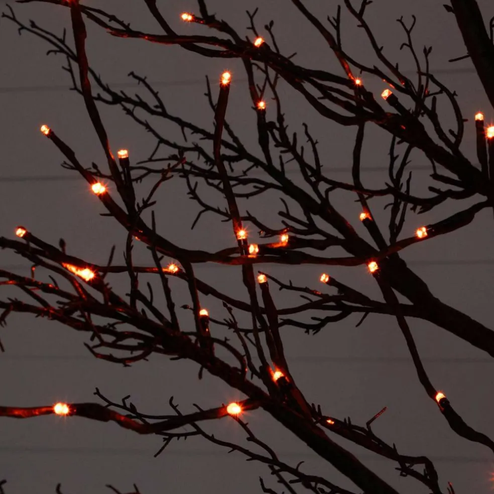 8ft. Pre-Lit Halloween Deluxe Black Twig Artificial Tree with 216 Orange & Purple LED Lights