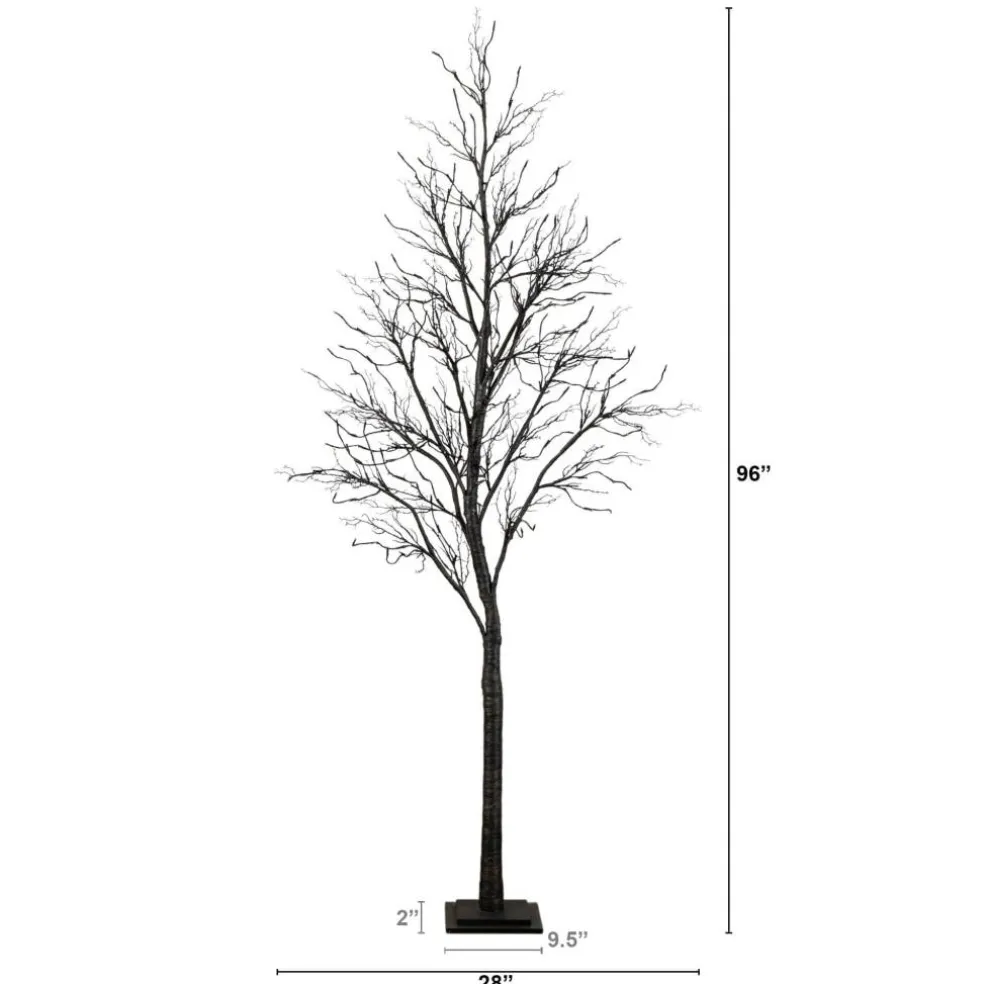 8ft. Pre-Lit Halloween Deluxe Black Twig Artificial Tree with 216 Orange & Purple LED Lights