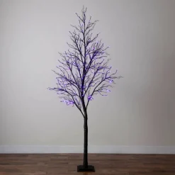 8ft. Pre-Lit Halloween Deluxe Black Twig Artificial Tree with 216 Orange & Purple LED Lights