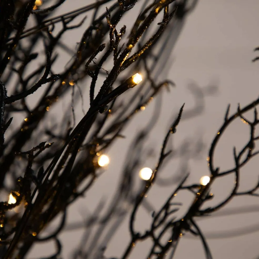 4ft. Pre-Lit LED Halloween Black Twig Artificial Fall Tree in Burlap Planter