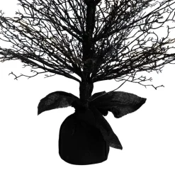 4ft. Pre-Lit LED Halloween Black Twig Artificial Fall Tree in Burlap Planter