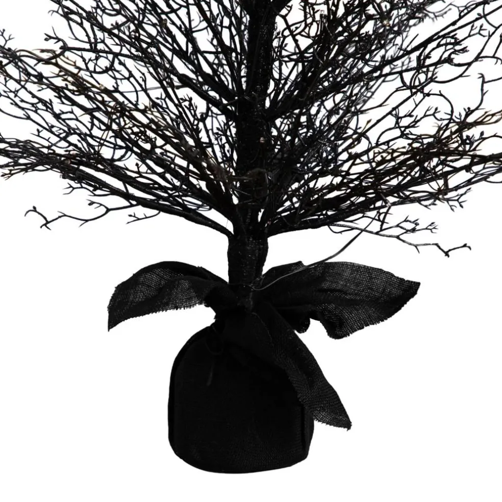 4ft. Pre-Lit LED Halloween Black Twig Artificial Fall Tree in Burlap Planter