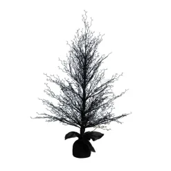 4ft. Pre-Lit LED Halloween Black Twig Artificial Fall Tree in Burlap Planter