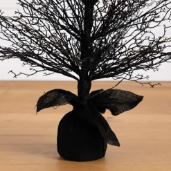 4ft. Pre-Lit LED Halloween Black Twig Artificial Fall Tree in Burlap Planter