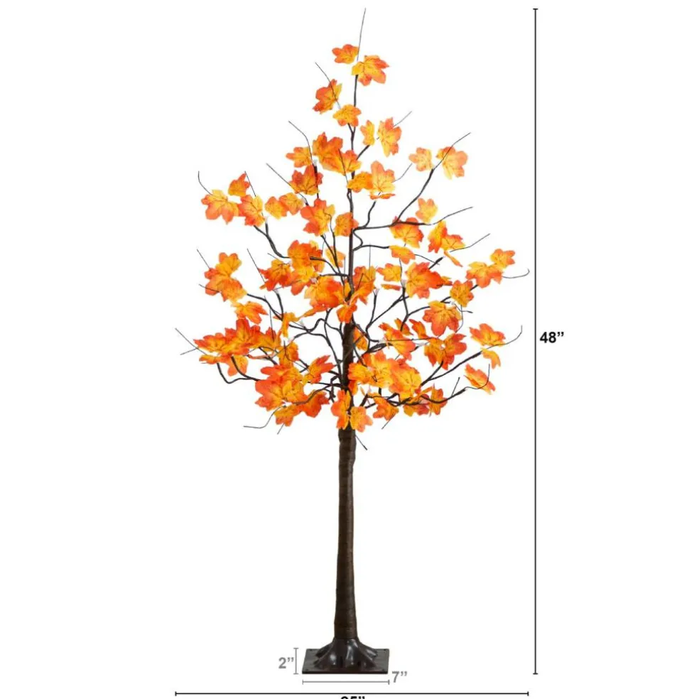 4ft. Pre-Lit Minimalist Autumn Maple Artificial Fall Tree with 56 Warm White LED Lights